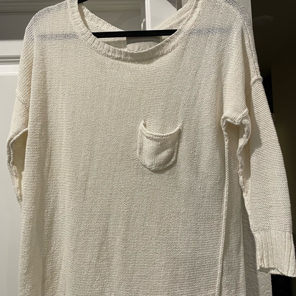 Brochu Walker Cream Knit 3/4 sleeve sweater